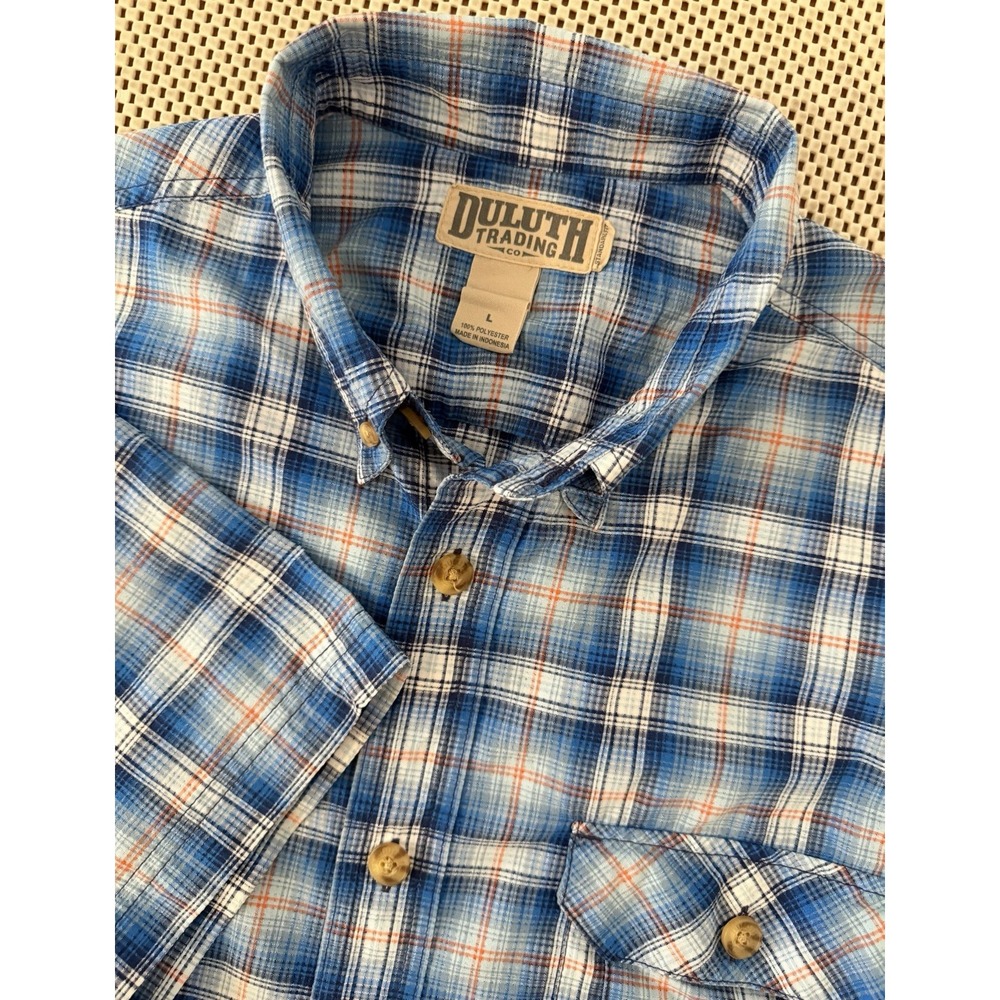 Duluth Trading Co Mens SS Plaid Button Down Shirt Size Large Standard Fit Nice!